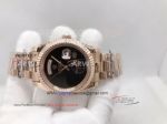 Fake Rolex Day Date Black Onyx Dial Rose Gold Rolex President Watch 40mm